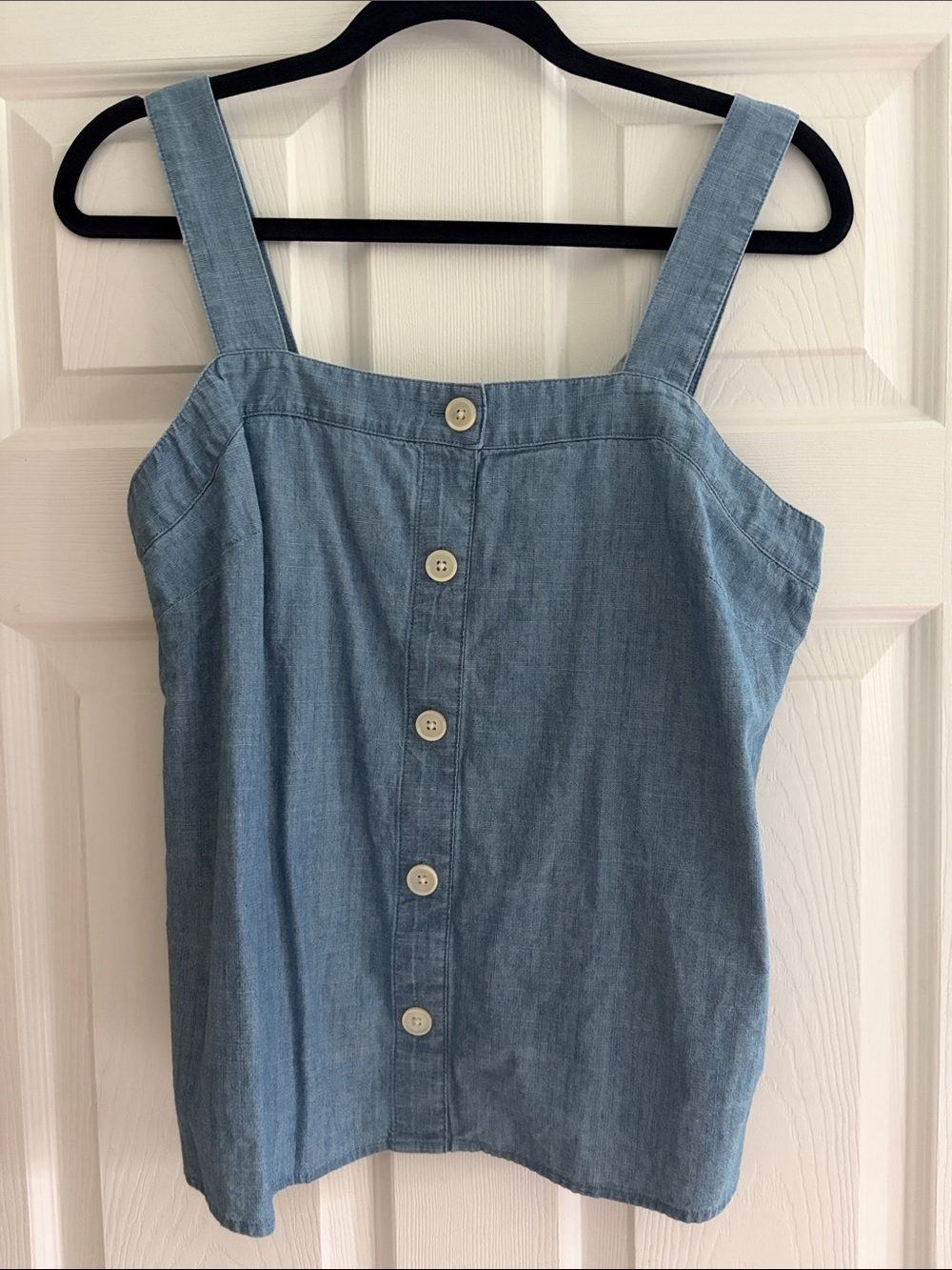 Chambray Button-Front Tank Top